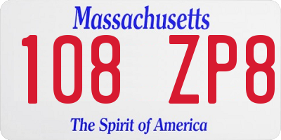 MA license plate 108ZP8