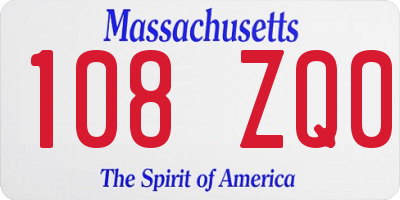 MA license plate 108ZQ0