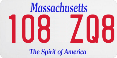 MA license plate 108ZQ8