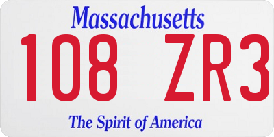 MA license plate 108ZR3