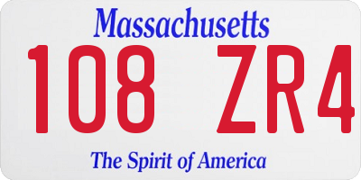 MA license plate 108ZR4