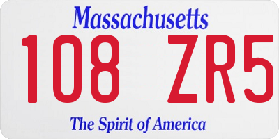 MA license plate 108ZR5