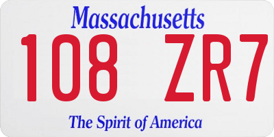 MA license plate 108ZR7