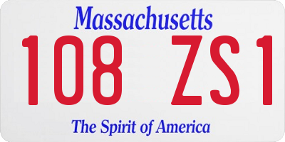 MA license plate 108ZS1