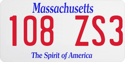 MA license plate 108ZS3