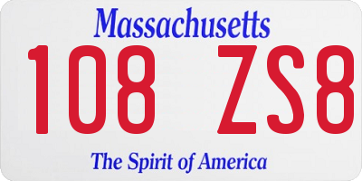 MA license plate 108ZS8