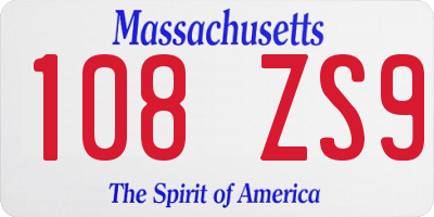 MA license plate 108ZS9