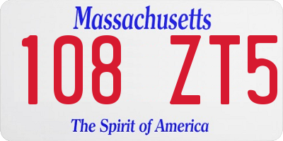 MA license plate 108ZT5