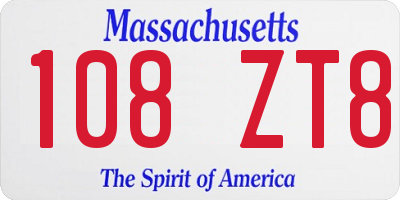MA license plate 108ZT8