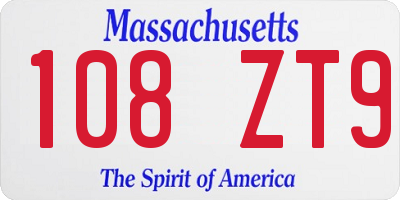 MA license plate 108ZT9