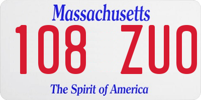 MA license plate 108ZU0