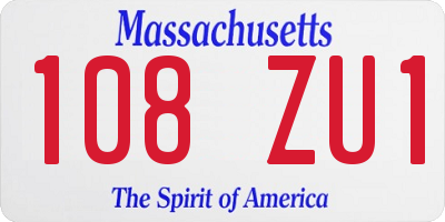 MA license plate 108ZU1