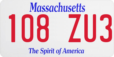 MA license plate 108ZU3