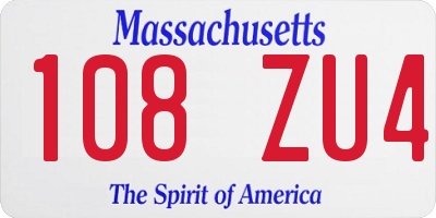 MA license plate 108ZU4