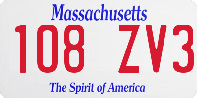 MA license plate 108ZV3