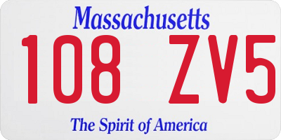 MA license plate 108ZV5