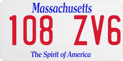MA license plate 108ZV6