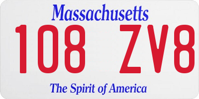 MA license plate 108ZV8