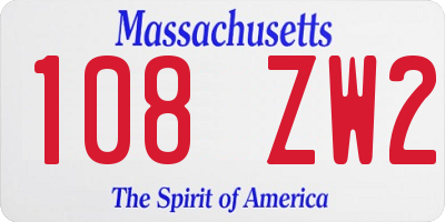 MA license plate 108ZW2