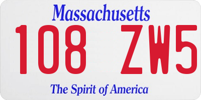 MA license plate 108ZW5