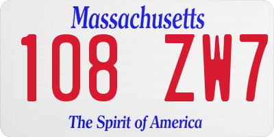 MA license plate 108ZW7