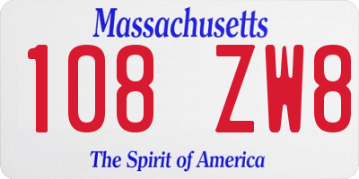 MA license plate 108ZW8