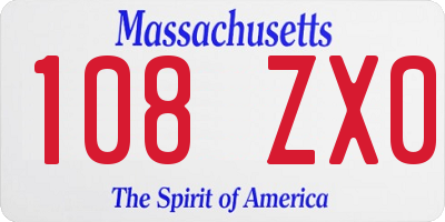 MA license plate 108ZX0