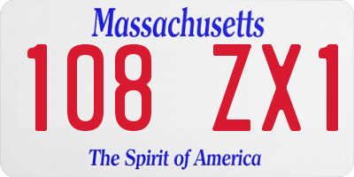 MA license plate 108ZX1