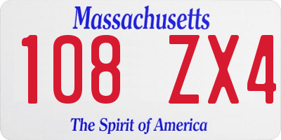 MA license plate 108ZX4