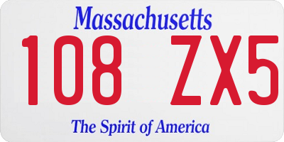 MA license plate 108ZX5