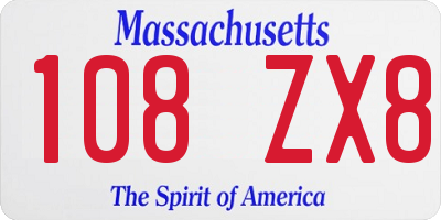 MA license plate 108ZX8