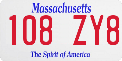 MA license plate 108ZY8