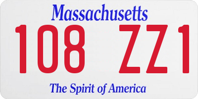 MA license plate 108ZZ1