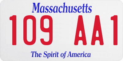 MA license plate 109AA1