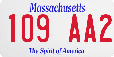 MA license plate 109AA2