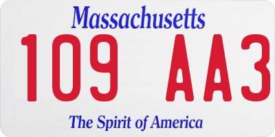 MA license plate 109AA3