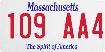 MA license plate 109AA4