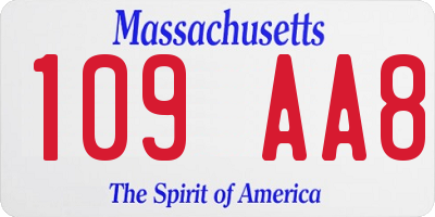 MA license plate 109AA8