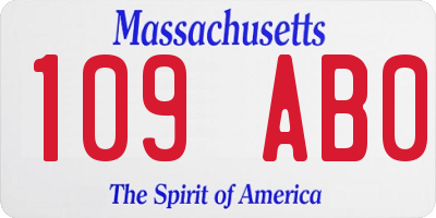 MA license plate 109AB0
