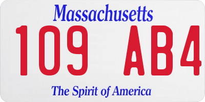 MA license plate 109AB4