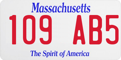 MA license plate 109AB5