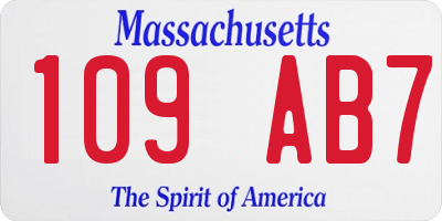 MA license plate 109AB7