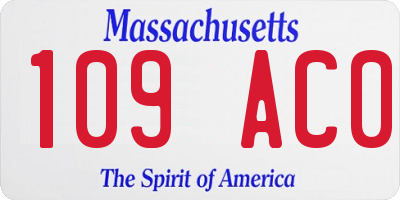 MA license plate 109AC0