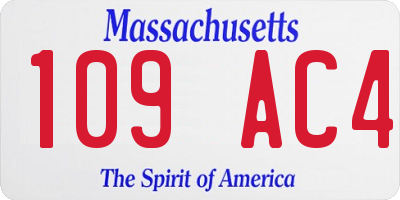 MA license plate 109AC4