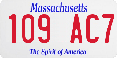 MA license plate 109AC7