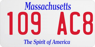 MA license plate 109AC8