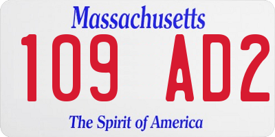 MA license plate 109AD2