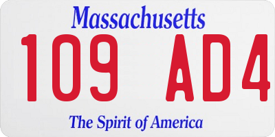 MA license plate 109AD4