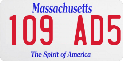 MA license plate 109AD5