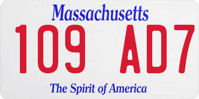 MA license plate 109AD7